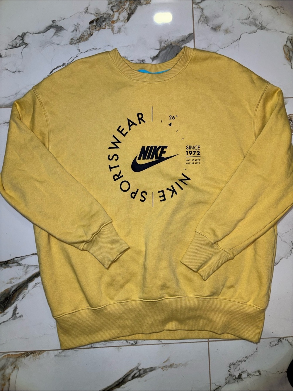 Nike Yellow Crewneck Sweatshirt with Black Logo
